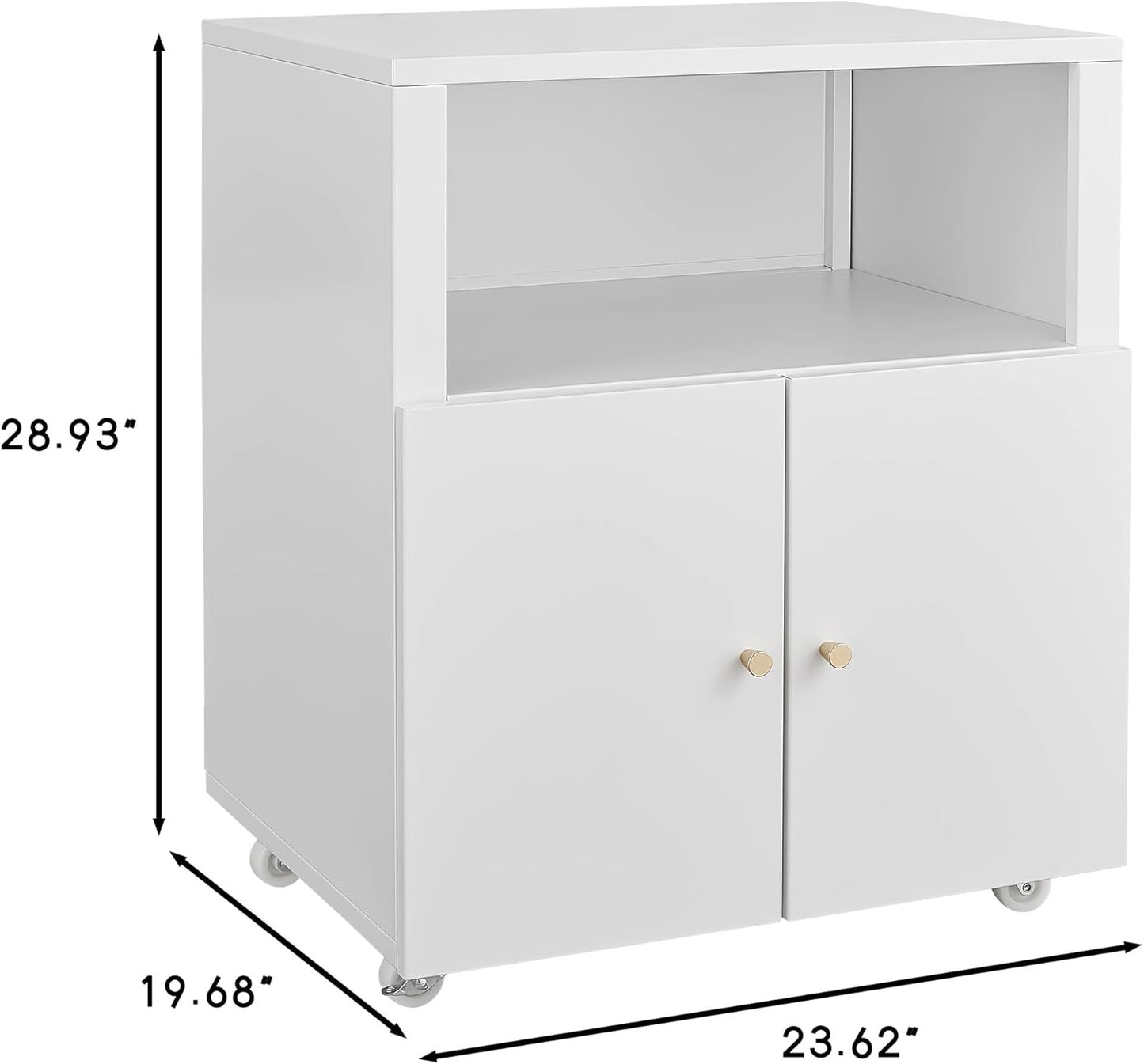 Metal Printer Stand with Storage, Large Black Printer Cabinet with Wheels and Adjustable Shelf for Home Office, Heavy Duty Printer Table