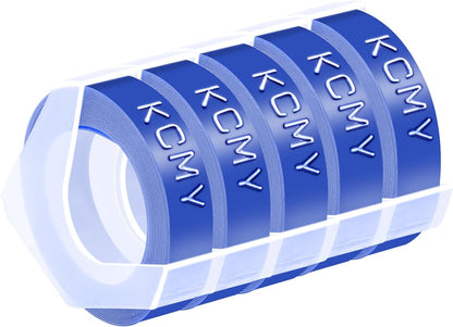 5PK 1/2 Embossing Label Tape Compatible for DYMO 521206 White on Blue 3D Plastic Labels Used in Organizer Xpress Pro 1575 1595, Office Mate II 1540 154000, MoTEX E101 E404 Label Makers