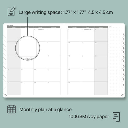 POPRUN Planner 2025-2026 (Large - 8.5'' x 10.5'') Academic Weekly Calendar (July 2025 - June 2026) with Hourly Time Slots, Monthly Tabs, 100GSM Thick Papers, Leather Soft Cover - Brown