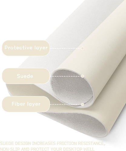 YSAGi Non-Slip Leather Desk Pad, Desk Matt for Desktop, Waterproof Laptop Computer Keyboard Mat, Table Protector Blotter Mat, Large Mouse Pad for Office/Work/Home/Decor(Cream, 31.5" x 15.7")