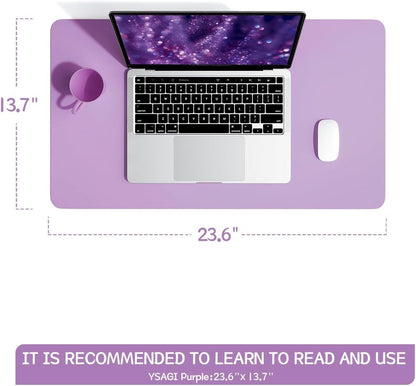 YSAGi Non-Slip Leather Desk Pad, Waterproof Laptop Computer Desk Keyboard Mat, Table Protector Blotter Mat, Large Mouse Pad for Office/Work/Home/Decor(Purple, 23.6" x 13.7")