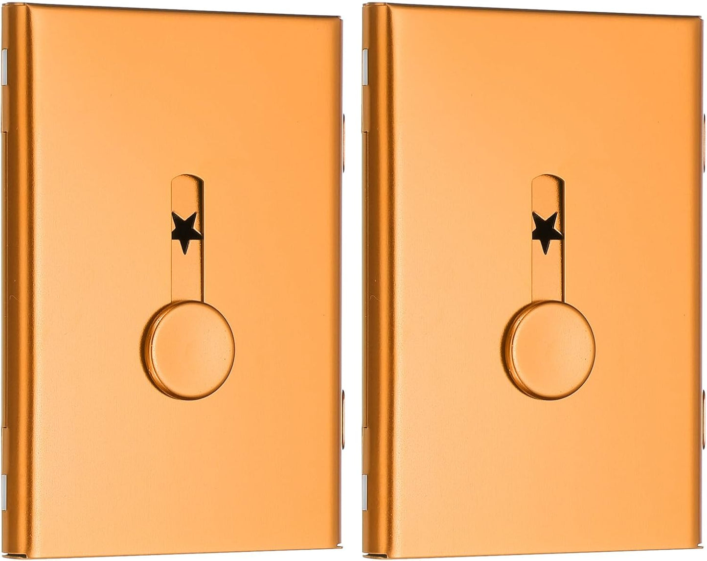 PATIKIL 2 Pcs Business Card Holder, Thumb Drive Business Card Holder Portable Business Card Holders Alloy Slide Out Card Case for Business Meeting, Gold