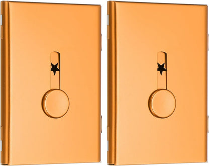 PATIKIL 2 Pcs Business Card Holder, Thumb Drive Business Card Holder Portable Business Card Holders Alloy Slide Out Card Case for Business Meeting, Gold