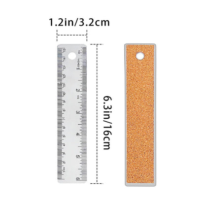 3 Pcs 6 Inch Metal Ruler Stainless Steel Metal Ruler with Cork Backing, Non-Slip Rulers with Inch and Centimeters, Straight Edge Cork Base Rulers for Student School Office Drafting Tools