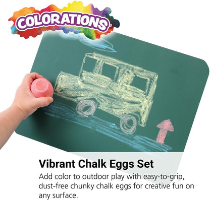 Colorations Chunky Chalk Eggs, Set of 18, for Kids and Toddlers, Easy Grip, Non-Toxic, Assorted Colors, 2 1/8 X 1 1/2 inches, Outdoor Play, Create, Drawing, Assorted Set (CHALKEGG)