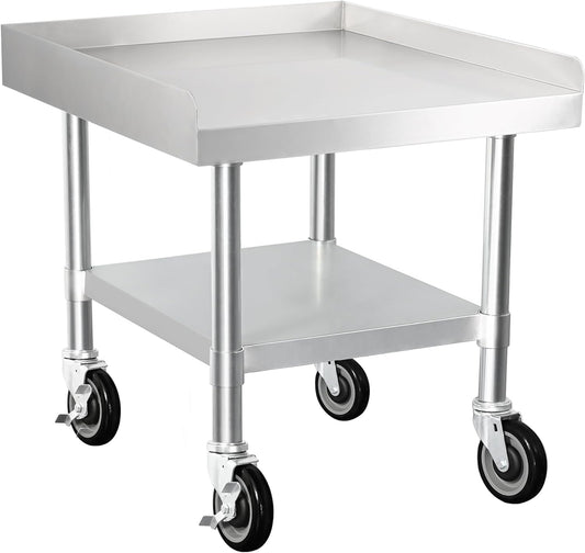 HARDURA Stainless Steel Equipment Stand Metal Prep Table with Casters 30"X 24" NSF 430 for Commercial Food Prep
