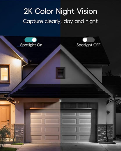 ZUMIMALL 3MP Outdoor Camera Wired 2.4G/5G WiFi - 2-Pack, 24/7 Recording, AI Motion Detection, Cloud & SD Card Storage, 2-Way Audio, PTZ Camera Auto Tracking, Compatible with Alexa Google
