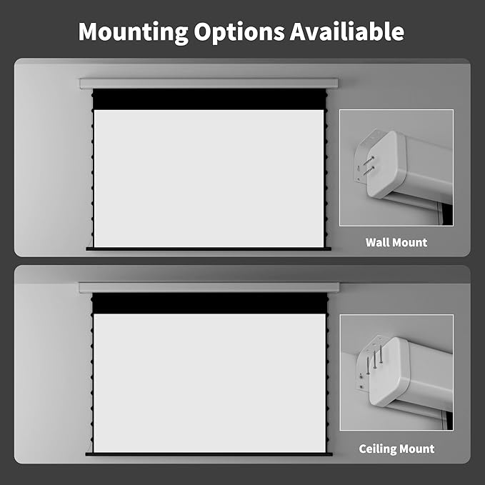 QuadraArc Motorized Drop Down Projector Screen 16:9 White Matt, Wall & Ceiling Mount, Electric Pull Down Screen with Remote Control, Compatible with All Projectors 110"