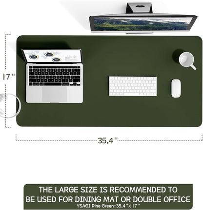 YSAGi Non-Slip Leather Desk Pad L Size, Waterproof Laptop Computer Desk Keyboard Mat, Table Protector Blotter Mat, Large Mouse Pad for Office/Work/Home/Decor(Olive Green, 35.4" x 17")