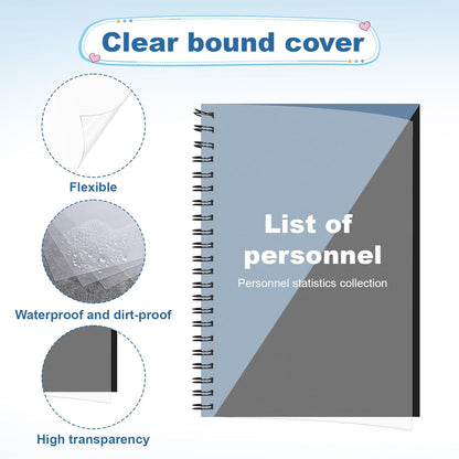 120 Pack Clear Binding Covers and Backs 8.5 X 11 Inches 12 Mil Sand-Textured Polycover, 10 Mil Presentation Binder Covers for Spiral Binding with Clear Front, Letter Size, Square Corners, Un-Punched