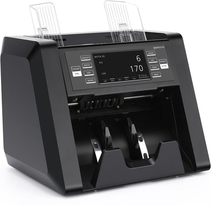N30 Money Counter Machine Mixed Denomination, Multi Currency Value Count, CIS/UV/MG/IR Counterfeit Detection, Printer Enabled Cash Counter for Business