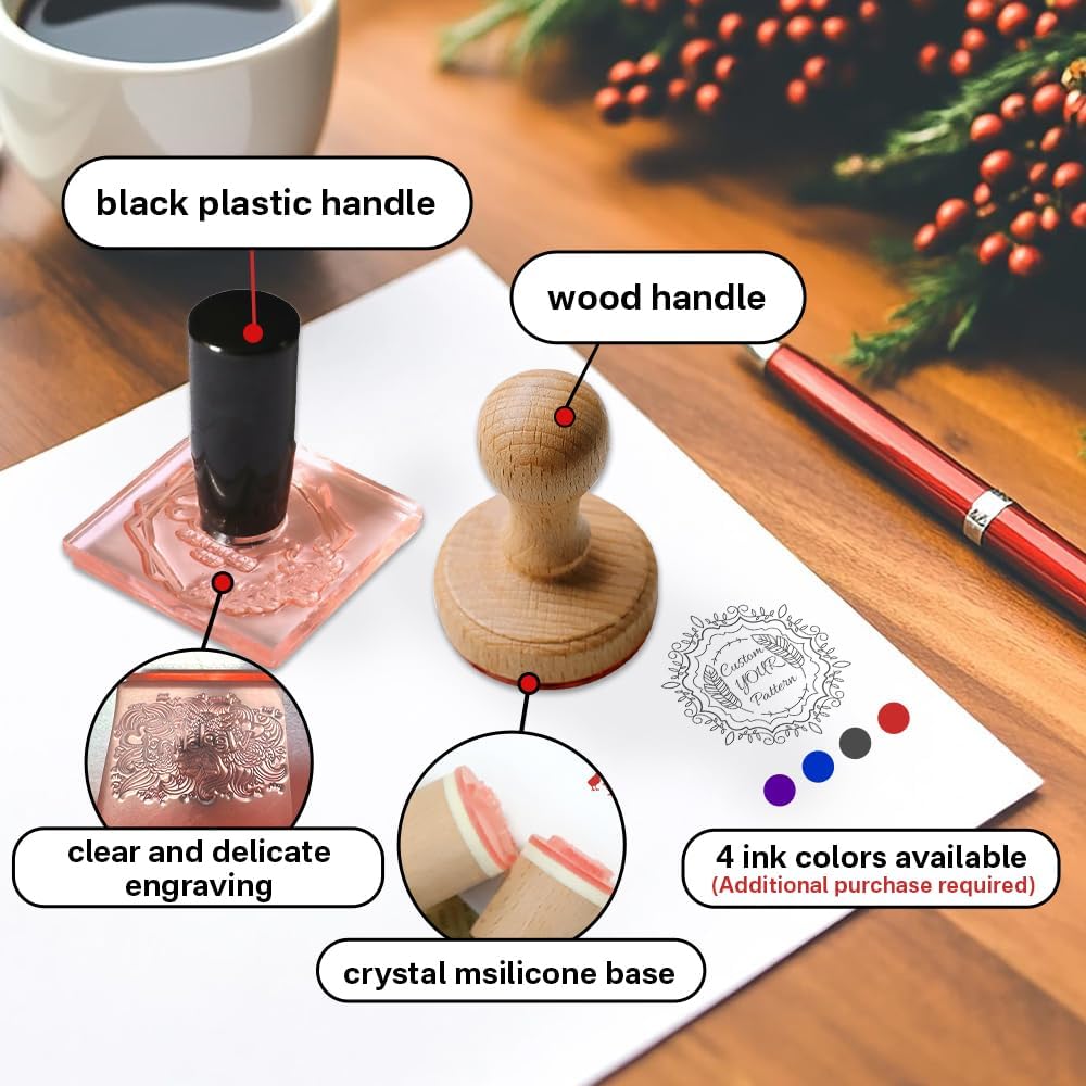 Personalized Logo/Address/Name Stamps -Custom Wooden Rubber Stamp, Multiple Sizes Stamps for Business (Rectangular Stamp)