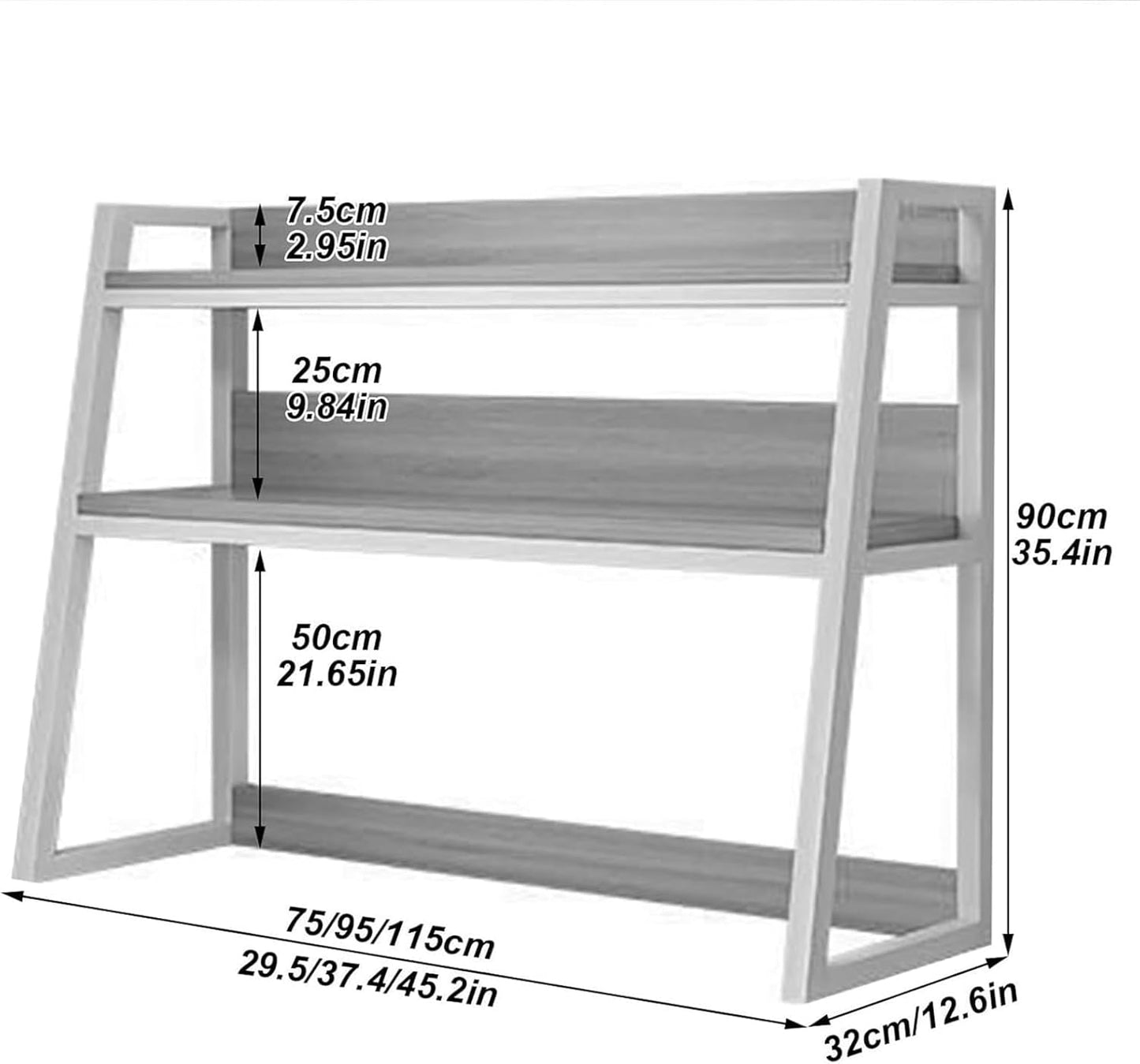 FPIGSHS Desktop Hutch Shelf，2-Tier Computer Desktop Bookcase Desk Organizer Shelf for Top Multipurpose Countertop Display Storage Rack for Home Office Dorm Use (95cm/37.4in)
