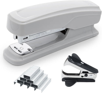 M&G Desktop Stapler with 25 Sheet Capacity, Two Binding Modes, Basic Stapler Set with 1000 Staples and Remover, Durable Staplers for Office School Home (Grey)
