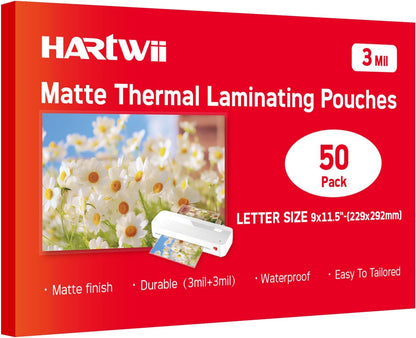 Matte Laminating Sheets 9 x 11.5 Inches, 3 Mil Thick, 50 Pack,Clear Anti-Glare 8.5 x 11 Matte Thermal Laminating Pouches for Letter Size (50)