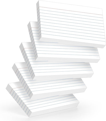 250 Count White Index Cards 3x5 Inch - 180gsm Heavyweight Flash Card (50 Sheets Each), Durable & Portable Note Taking for Students, Teachers, Study Flashcards for Office Home School Supplies