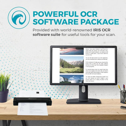 IRIScan Executive Portable scanner-v4pro 8PPM Duplex Document Scanner,Receipt Scanner, Free Readiris PDF Editor, scanners for Computers, scan to Word, PDF, XLS, Bus.Cards to Outlook,USB Windows only