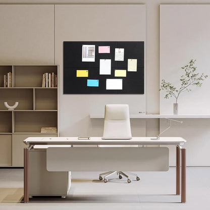 Large Cork Board 36" x 24", 6 Pack Felt Wall Tiles with 30 Pcs Pushpins, Bulletin Board with Removable Self-Adhesive Strips, Pin Boards Cork Boards for Walls Office Home Classroom Decor-Black