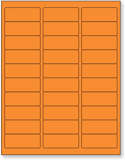 NextDayLabels - 8-1/2 x 11" Neon Color High Light Fluorescent Labels for Laser & Inkjet Printer (Orange Fluorescent, 1" x 2-5/8" - 30 Per Page | 750 Labels)