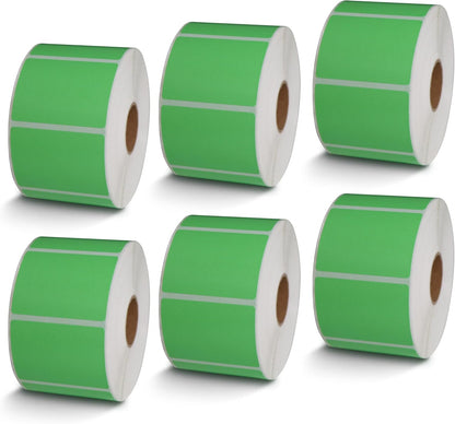 BETCKEY - 2" x 1.5" UPC Barcode & Address Labels Compatible with Zebra & Rollo Label Printer,Premium Adhesive & Perforated[Green, 6 Rolls, 6000 Labels]