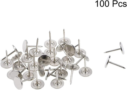 uxcell Upholstery Nails Tacks 11mmx17mm Flat Head Furniture Nails Pins Silver Tone for Furniture Sofa Headboards, 100 Pcs