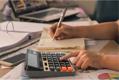 Desktop Calculator Extra Large 5-Inch LCD Display 12-Digit Big Number Accounting Calculator with Giant Response Button, Battery & Solar Powered, Perfect for Office Business Home Daily Use(6815GN-2pcs)