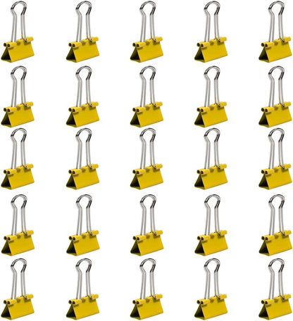 JAM PAPER Colorful Binder Clips - Small - 3/4 Inch (19 mm) - Yellow Binderclips - 25/Pack