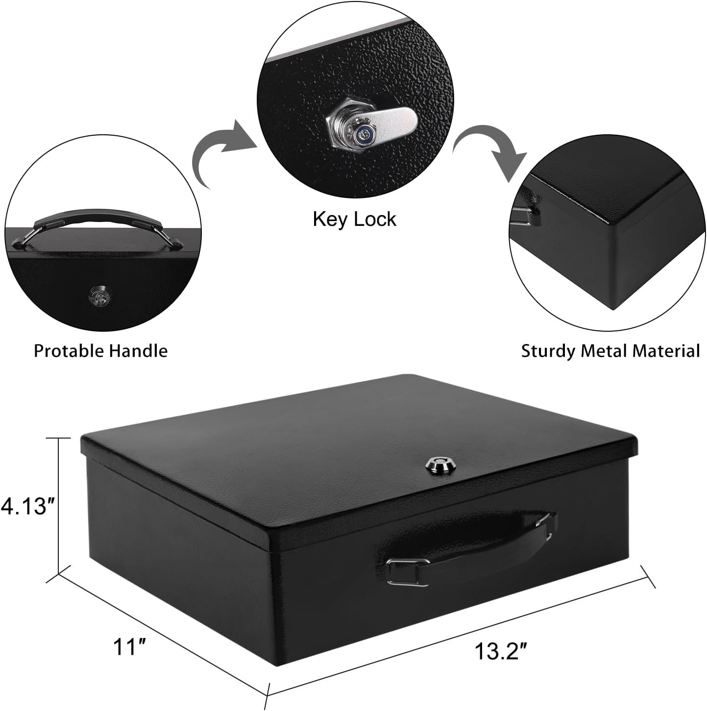 Fireproof Document Box,X Large Fire Resistant Safe Box with Key Lock for Home, Portable Fireproof Lock Box for Personal Items, Passport, Cash, Tablet, Exterior 13.2" x 11" x 4.13"