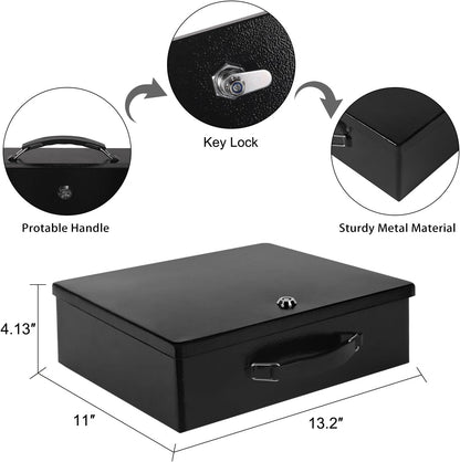 Fireproof Document Box,X Large Fire Resistant Safe Box with Key Lock for Home, Portable Fireproof Lock Box for Personal Items, Passport, Cash, Tablet, Exterior 13.2" x 11" x 4.13"