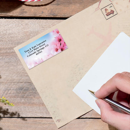 Colorful Images Peach Blossom Floral Return Address Mailing Labels, Personalize with Name & Address, Set of 144 Self Adhesive, Easy Peel Flat Label Sheets, Large, 1 Designs