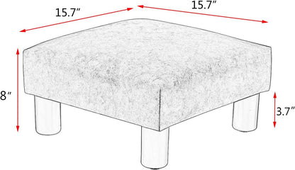 Joveco Small Footstool Ottoman Upholstered PU Leather Square Footrest Ottomans Small Foot Rest for Desk Couch Living Room Bedroom Office (Brown)