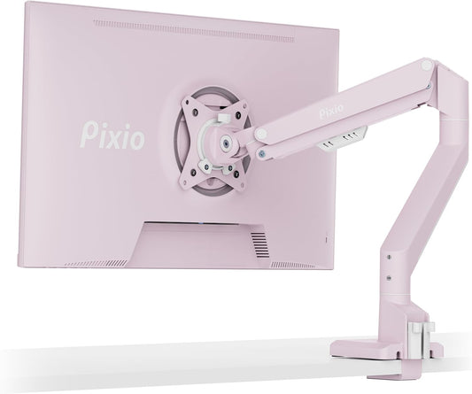 Pixio PS1S Wave Pink Single Monitor Arm Stand Desk Mount - Fits up to 32 inches Monitors and up to 19.8lbs. VESA Compatibility and Integrated Cable Management