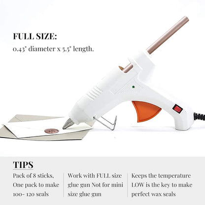 UNIQOOO Mailable Glue Gun Sealing Wax Sticks for Wax Seal Stamp - Metallic Champagne Gold, Great for Xmas Cards, Wedding Invitations, Cards Envelopes, Snail Mails, Wine Packages, Gift Ideas, Pack of 8