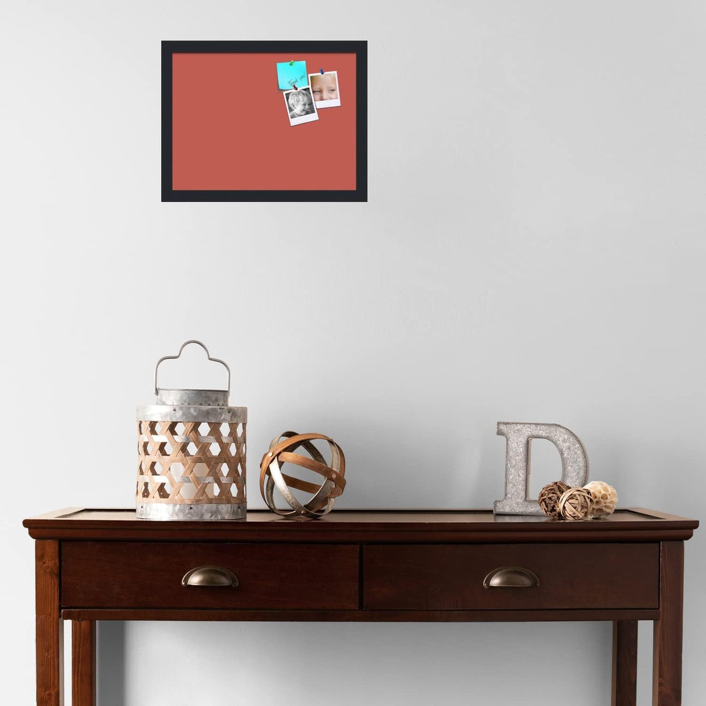 PinPix 16x12 Inch Cork Bulletin Board. This Decorative Framed Pin Board Comes with Crimson Pastel Design and a Satin Black Frame. Ideal for Home Office Decor or Message Board (PinPix-1807)