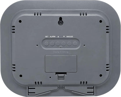 Westclox Large Digital Wall Clock Battery Operated Large Digital Clock with Temperature Date and Day of Week with Alarm | Modern Digital Desk Clock for Office Kitchen Bedroom or Living Room | Silver