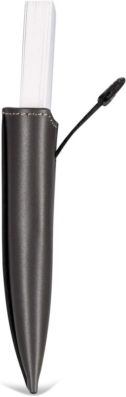 HISCOW Business Card Holder with Flap for Dispensing Cards - Italian Calfskin (Gray)