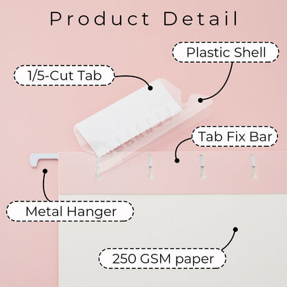 Y YOMA 6 Pack Gradient Hanging File Folders Letter Size Decorative Hanging Folder Pretty File Folder Organizer for Filing Cabinet Office Home with 1/5-Cut Adjustable Tabs, Cute Pink