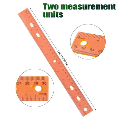 28 Pack Plastic Ruler 12 Inch Transparent Rulers - Metric Bulk for Kids School Office Classroom, Orange