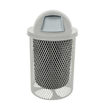 RDT-TXTGRY Heavy Duty 32 Gallon Round Trash Receptacle, Liner Included, Textured Red with Textured Grey Steel Dome Top, Made in America