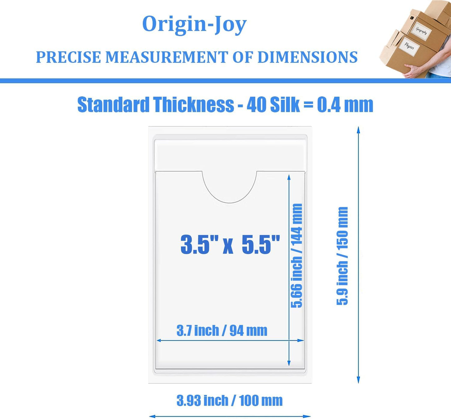 Origin-Joy 25 PCS Self-Adhesive Index Label Pockets, Clear Plastic Peel & Stick Card Holders with Top Open for Loading (3.5 x 5.5 inch)