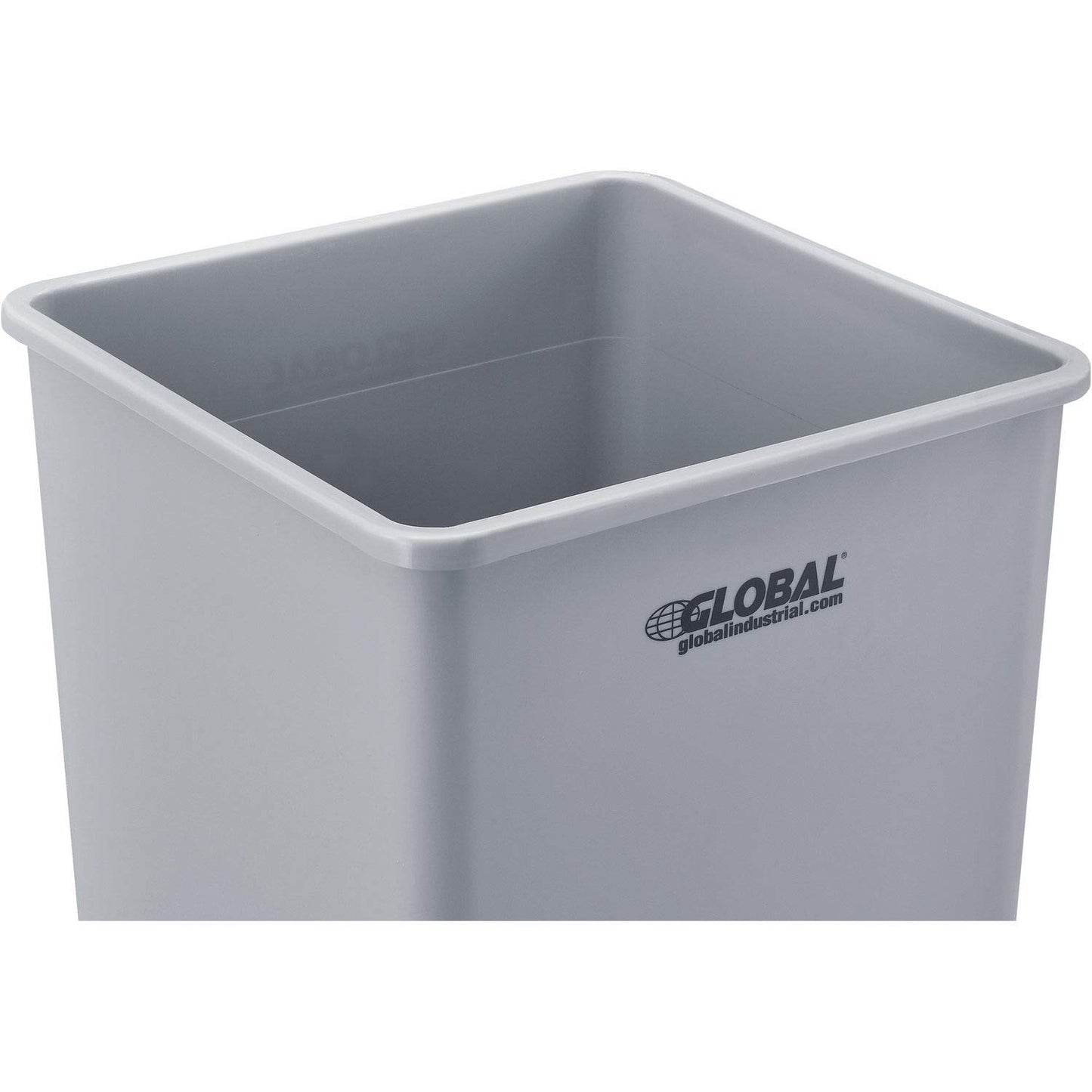 Global Industrial Square Plastic Garbage Can, Open Top, 55 Gallon Capacity, Indoor/Outdoor Rated, 19-1/2"W x 19-1/2"D x 34"H, Utility Trash Can, No Lid, Gray