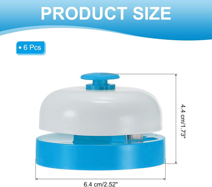 PATIKIL 6 Pcs Desk Call Bell 2.5" Dia with Metal Anti-Rust Construction Blue/White