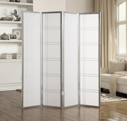NicBex Room Divider 4 Panel Room Dividers with Paper-Looking Partition Room Dividers and Folding Privacy Screens Wall Divider for Home, Office, Room Separation,72" W x 1" D x 70" H, Silver