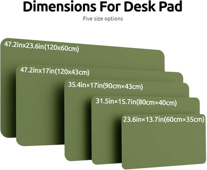 YSAGi Leather Desk Pad Protector, Office Desk Mat, Large Mouse Pad, Non-Slip PU Leather Desk Blotter, Laptop Desk Pad, Waterproof Desk Writing Pad for Office and Home (Green, 47" x 17")