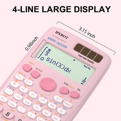 Scientific Calculators, IPEROT Pink Scientific Calculator 417 Function, Desktop Math Solar Calculators School Supplies Suitable for High School and College Students Algebra and Other Math Textbooks