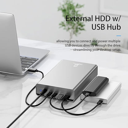 GX100 16TB USB 3.2 (10Gbps) External Hard Drive with USB Hub for Windows or MacOS Desktop PC/Laptop - 2 Year Warranty