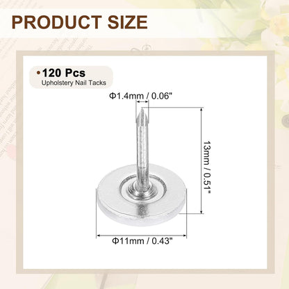 uxcell 120Pcs Push Pins, 11mmx13mm Round Flat Head Decorative Thumb Tacks Upholstery Tacks for Cork Board Office Wall Hangings, White