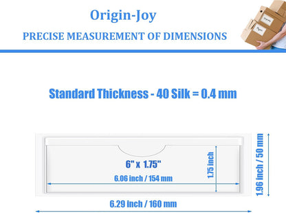 Origin-Joy 25 PCS Self-Adhesive Index Label Pockets, Clear Plastic Peel & Stick Card Holders with Top Open for Loading (6 x 1.75 inch)