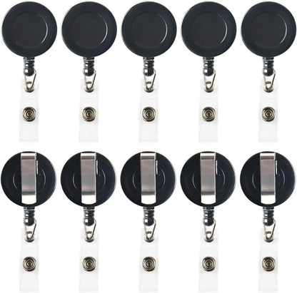 JANYUN 30 Pcs Black Retractable Badge Reels Holders Reels Clip for ID Badge Holders for School Office Supplies