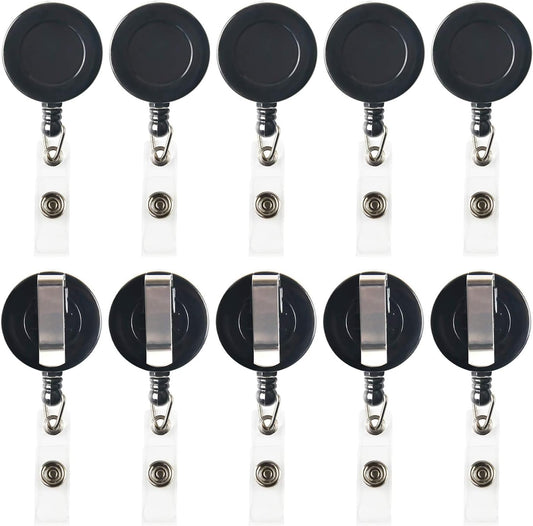 JANYUN 30 Pcs Black Retractable Badge Reels Holders Reels Clip for ID Badge Holders for School Office Supplies